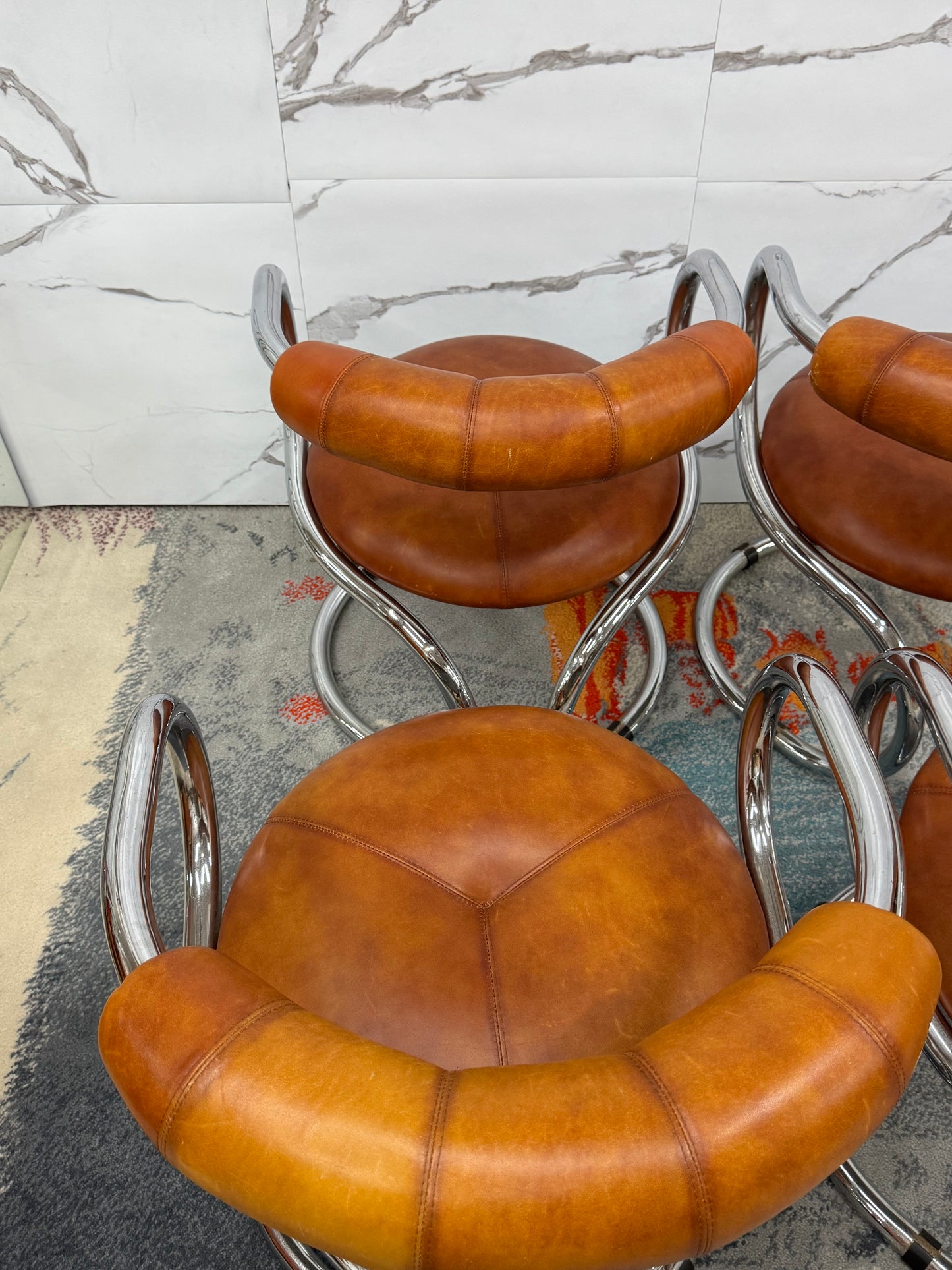 Rudi Bonzanini Tecnosalotto Set Da 4 Poltroncine Design Anni ‘70 Modernariato