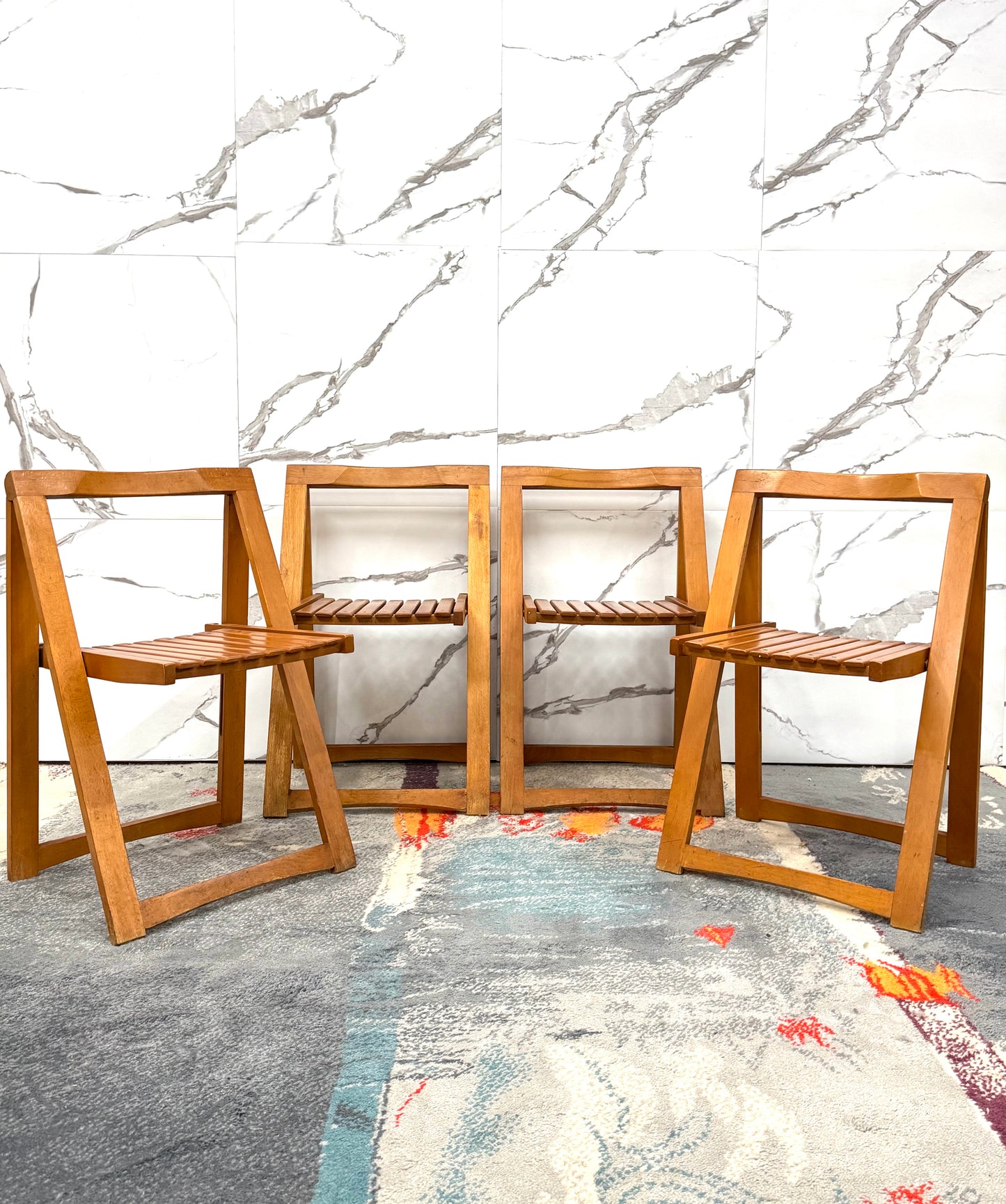 Aldo Jacober Per Alberto Bazzani 4 Sedie Mod. Trieste Anni ‘60 Design Vintage