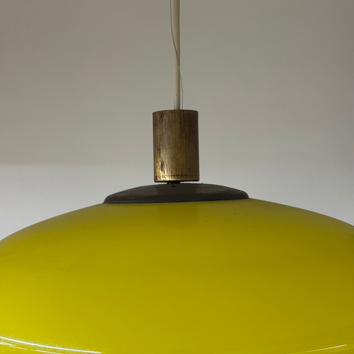 Lampada A Sospensione Danish Design UFO Yellow Glass Modernariato Anni 70
