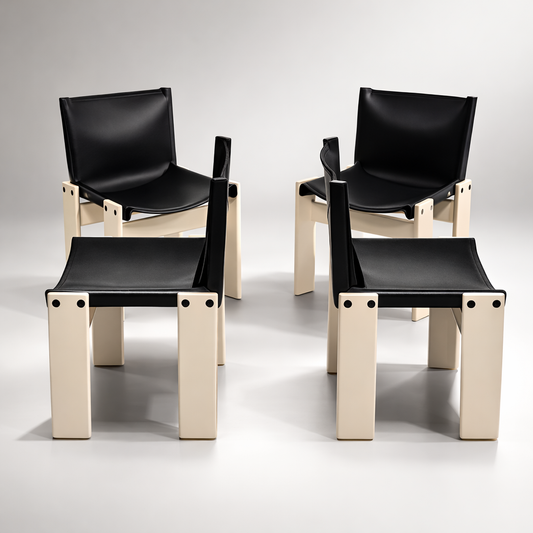 Set di 4 sedie “Monk” Afra & Tobia Scarpa Molteni&C Rare Edition 1980's Design