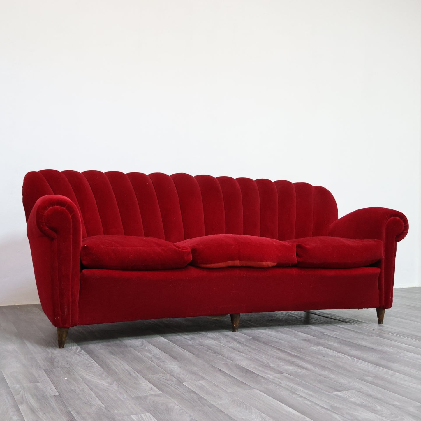 Divano Art Decò Guglielmo Ulrich In Tessuto Di Velluto Originale Anni ‘40 Design