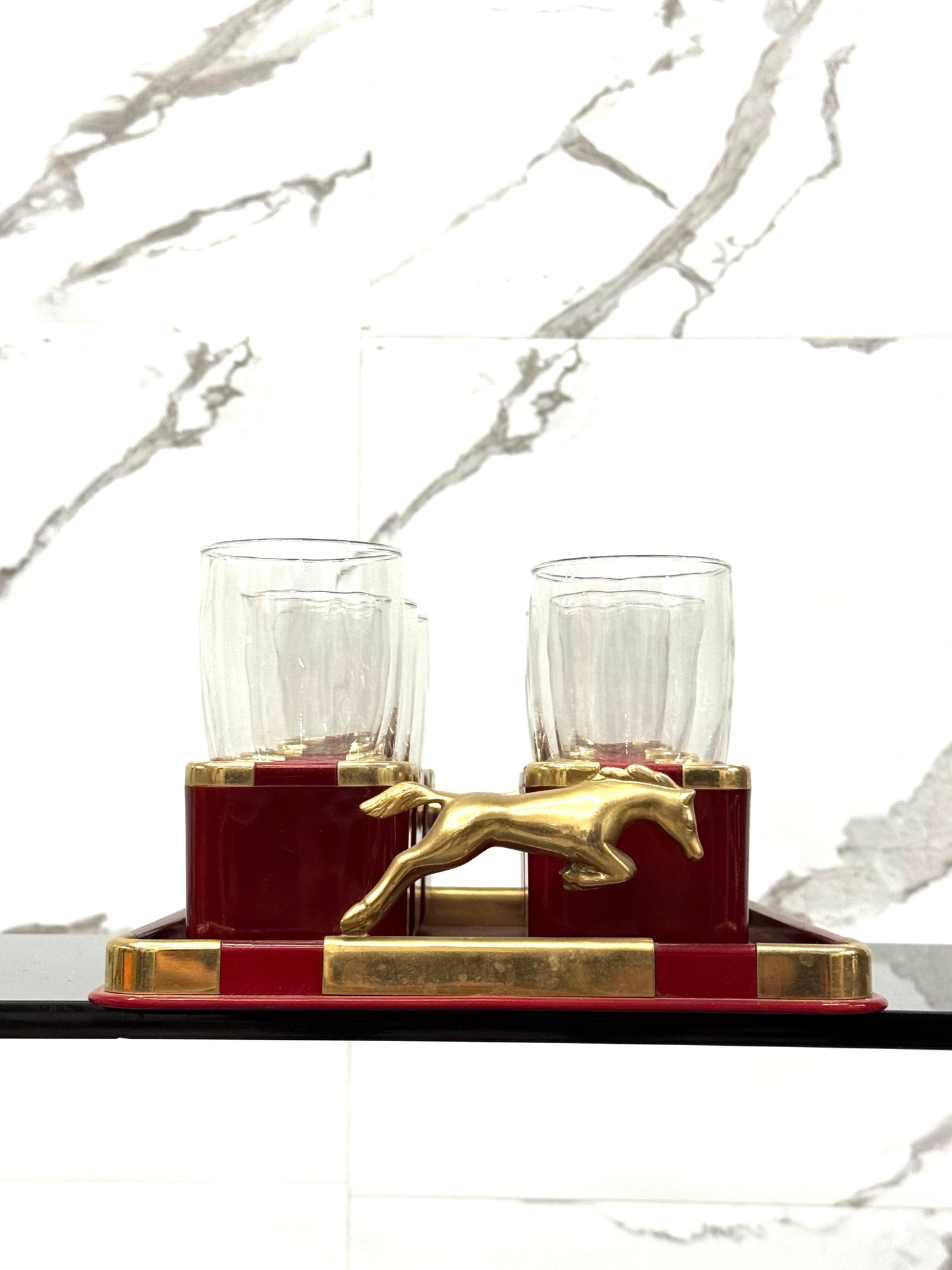 Hans Turnwald Set Bicchieri E Vassoio Hollywood Regency Design 1970’s