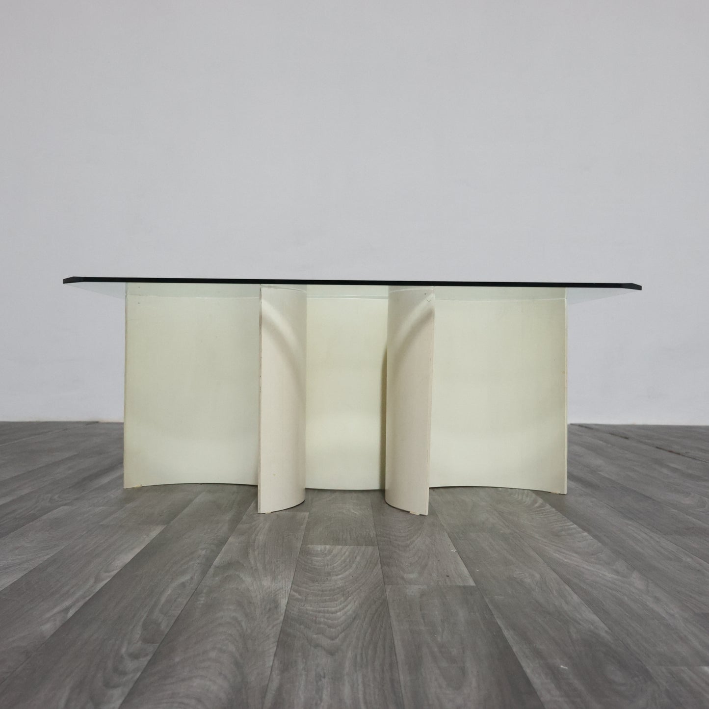 TAVOLO BASSO DA SALOTTO SPACE AGE IN LEGNO CURVO ANNI 70