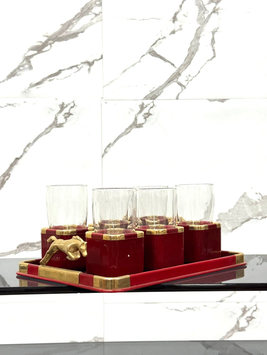 Hans Turnwald Set Bicchieri E Vassoio Hollywood Regency Design 1970’s