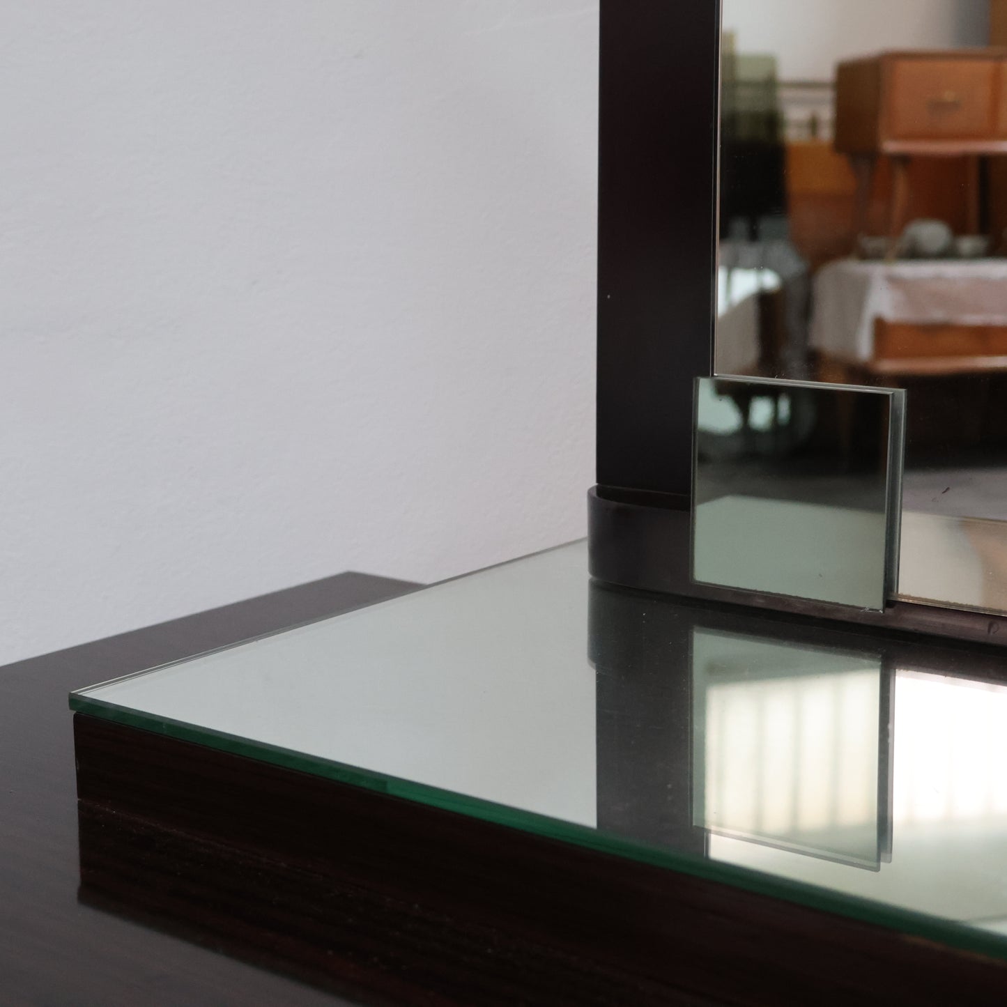 Comò Cassettiera In Ebano Macassar E Specchio Cubic Design Modernariato 1980’s