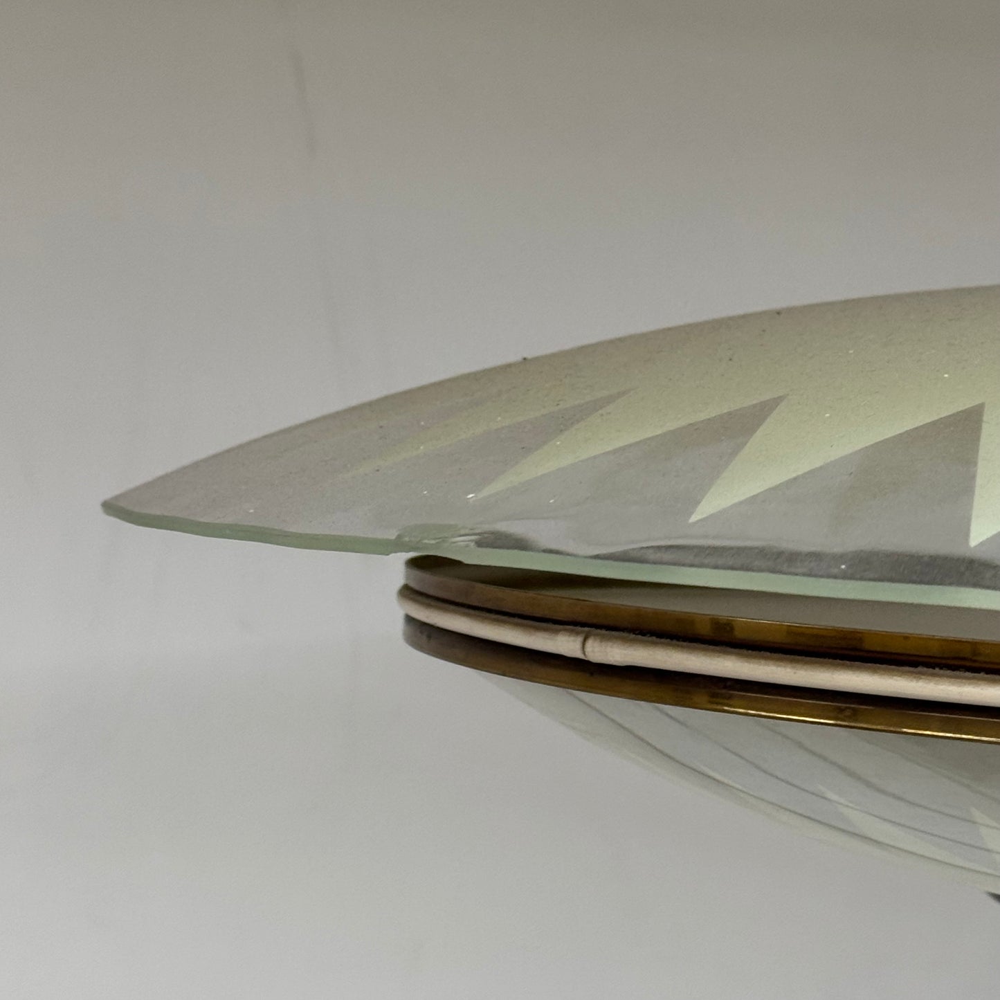 Lampada A Sospensione Design Anni 50 Vetro E Teak Modernariato Italy