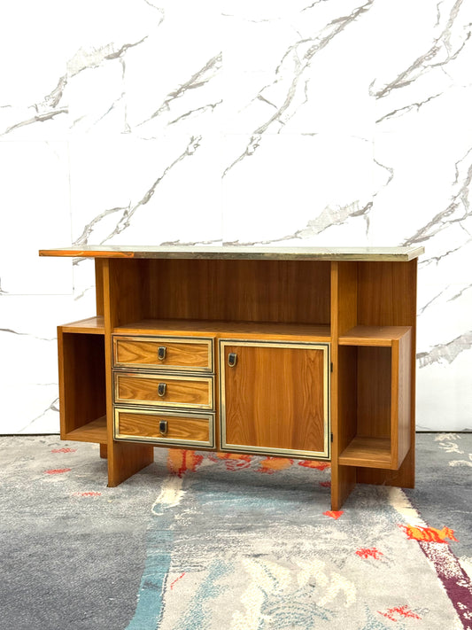 Consolle Design Scandinavo Geometrico Anni ‘70 In Legno Modernariato