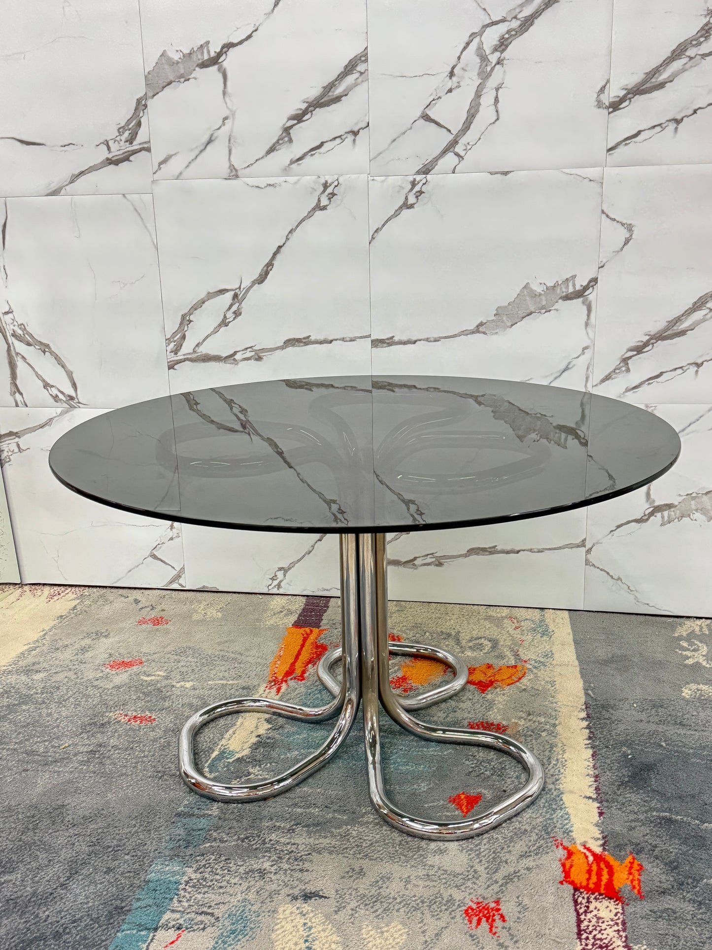 Rudi Bonzanini Tecnosalotto Tavolo Da Pranzo Acciaio Design Modernariato Anni 70