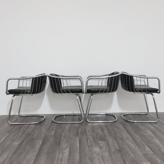 Gastone Rinaldi Set 4 Poltroncine Acciaio Design Anni ‘70 Modernariato