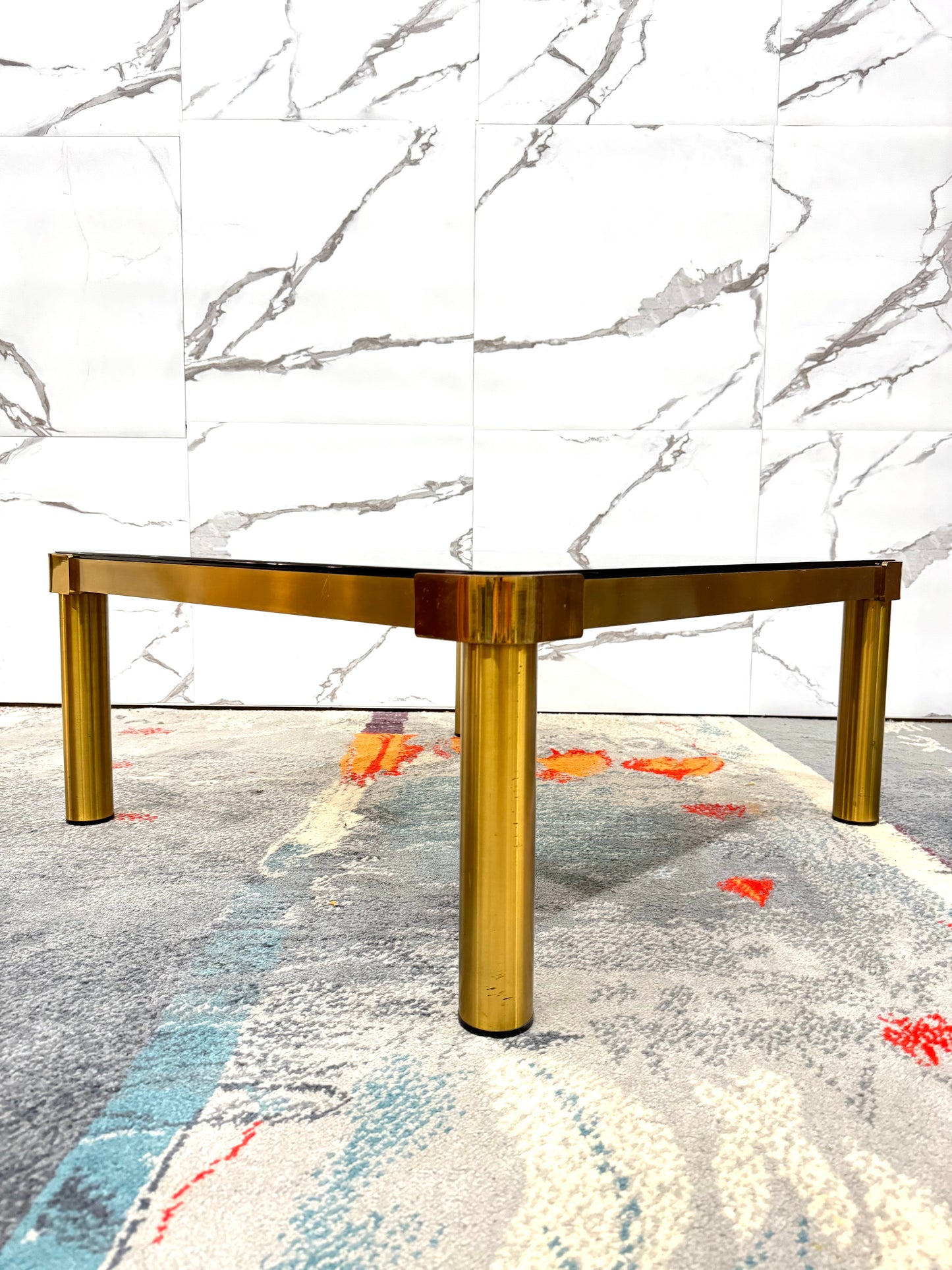 Tavolo Basso Da Salotto In Ottone Hollywood Regency Anni ‘70