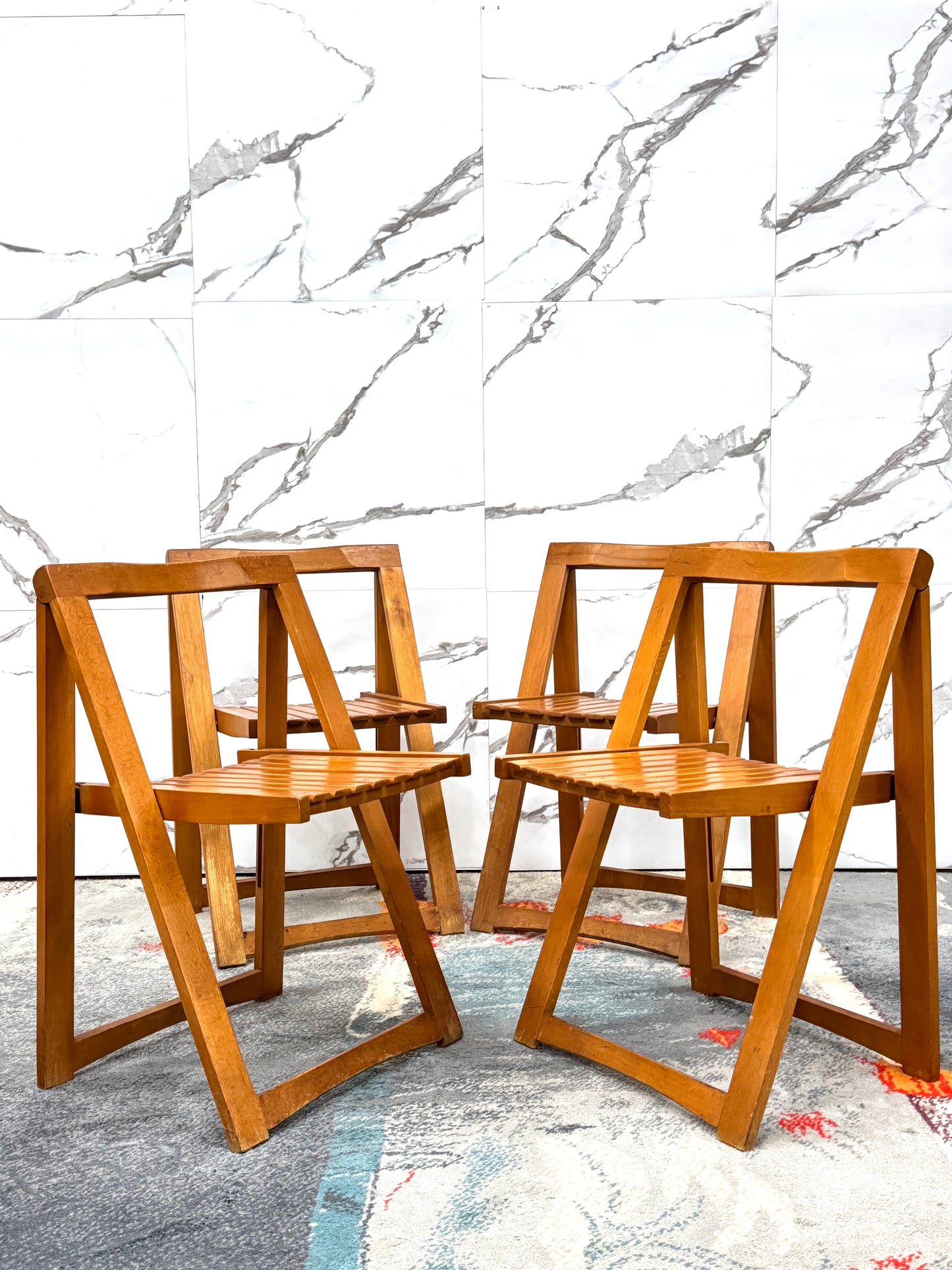 Aldo Jacober Per Alberto Bazzani 4 Sedie Mod. Trieste Anni ‘60 Design Vintage