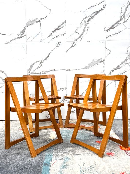 Aldo Jacober Per Alberto Bazzani 4 Sedie Mod. Trieste Anni ‘60 Design Vintage