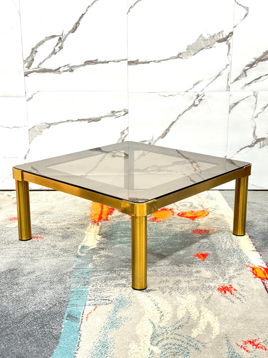 Tavolo Basso Da Salotto In Ottone Hollywood Regency Anni ‘70
