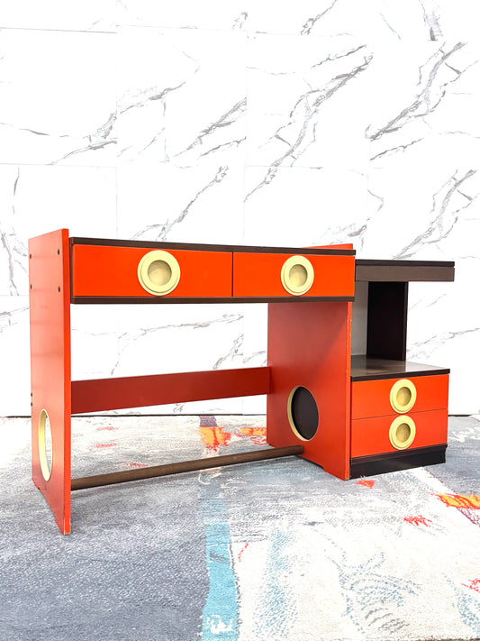 Scrivania Space Age Design In Legno Anni 70 Modernariato