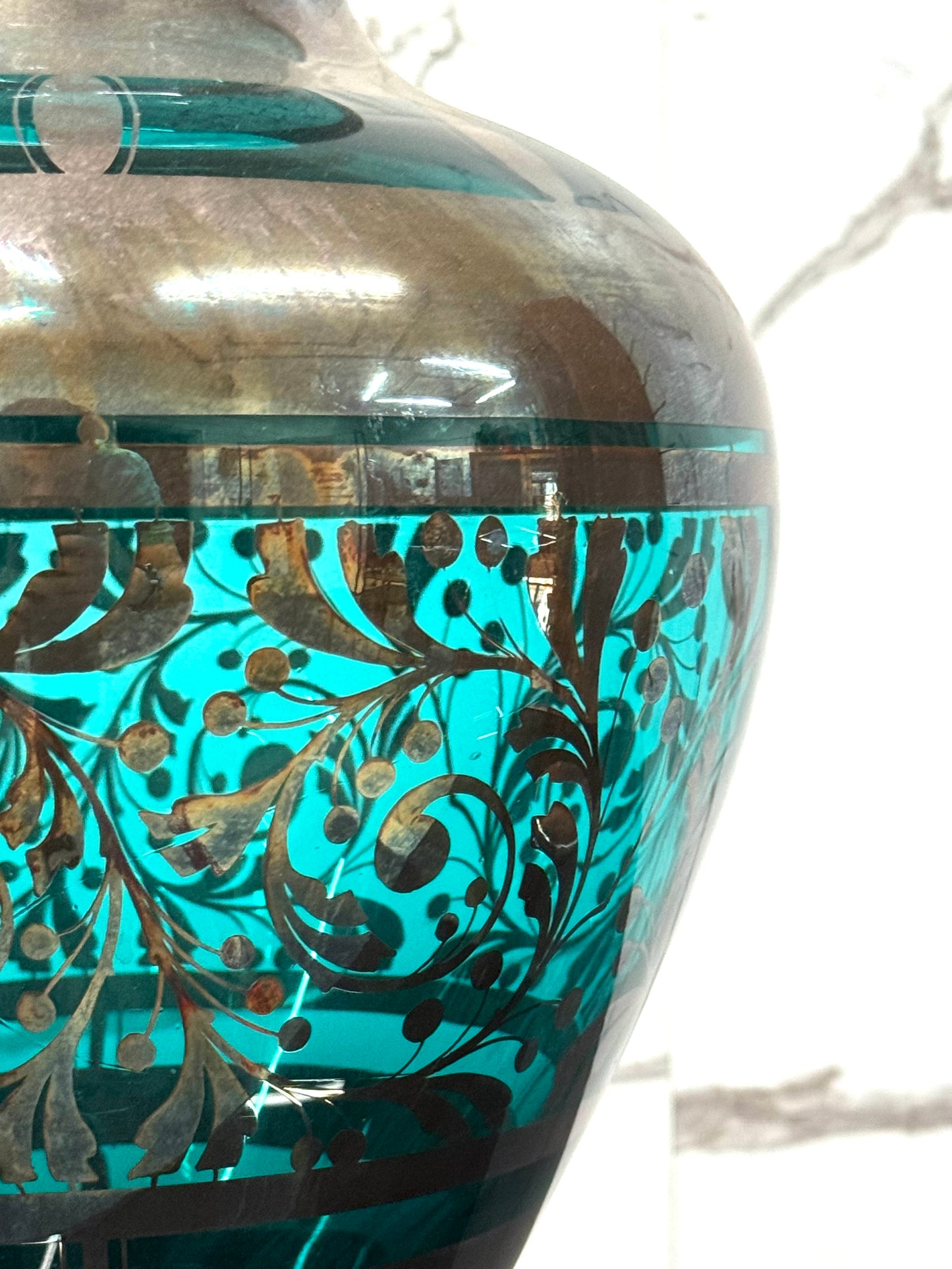 Vaso In Vetro E Argento Overlay American Art Decó 1930’s Design