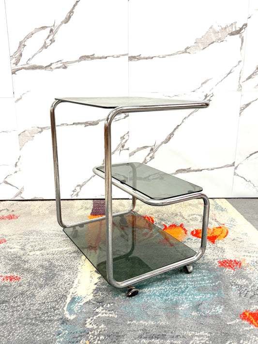Carrello Portavivande Triplo Ripiano Anni 70 Acciaio Design Modernariato