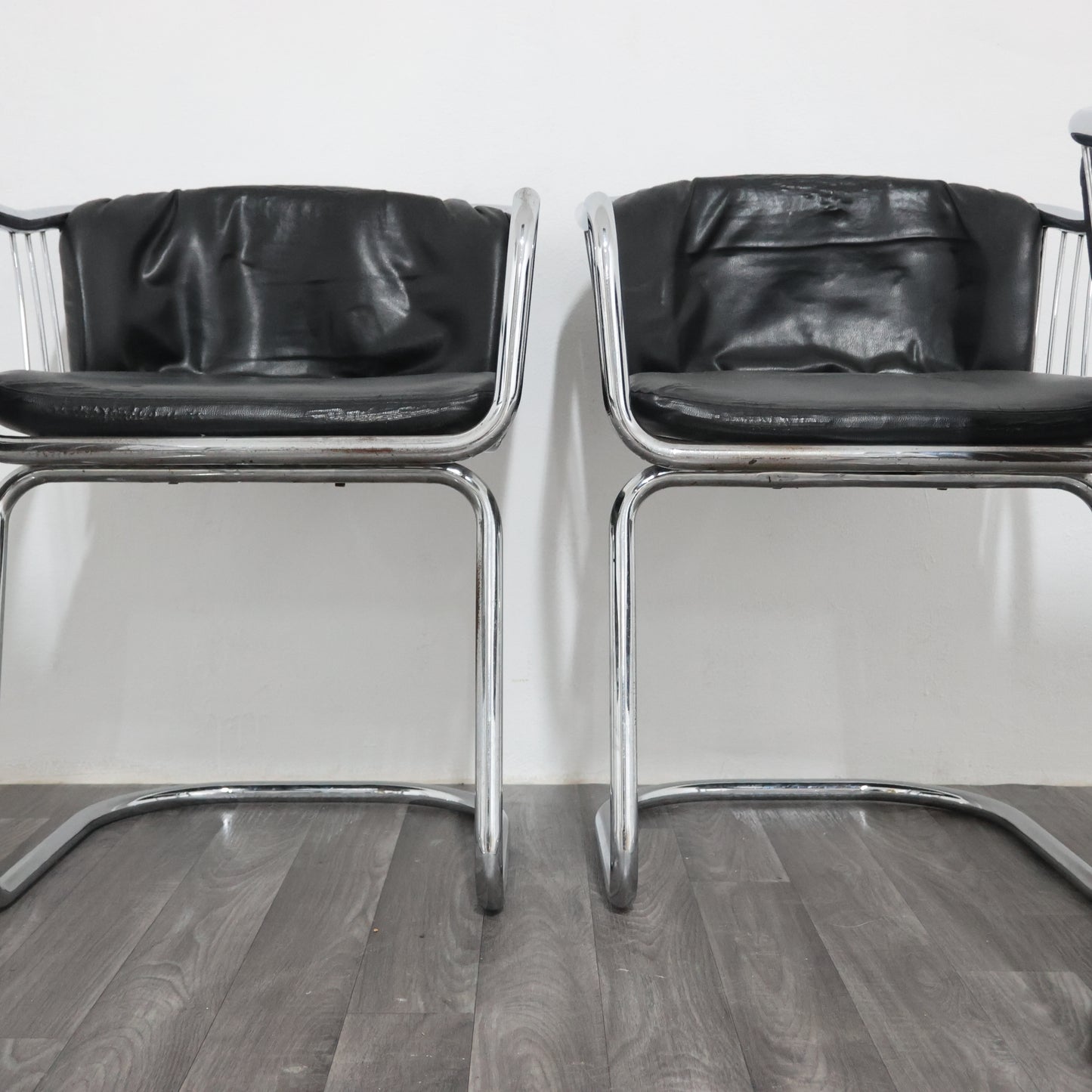 Gastone Rinaldi Set 4 Poltroncine Acciaio Design Anni ‘70 Modernariato