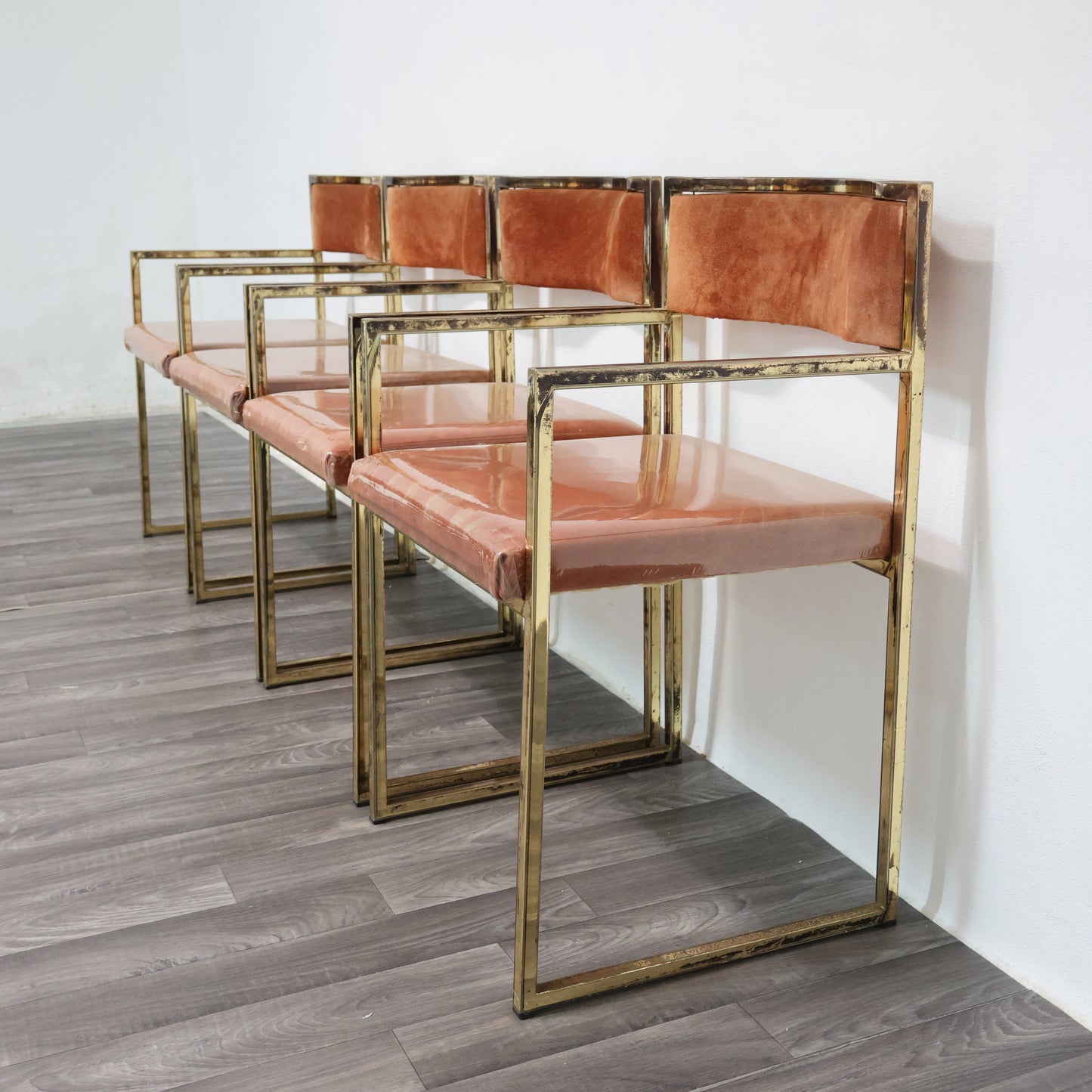 Set Di 4 Poltroncine Da Pranzo Hollywood Regency Anni 70 Modernariato