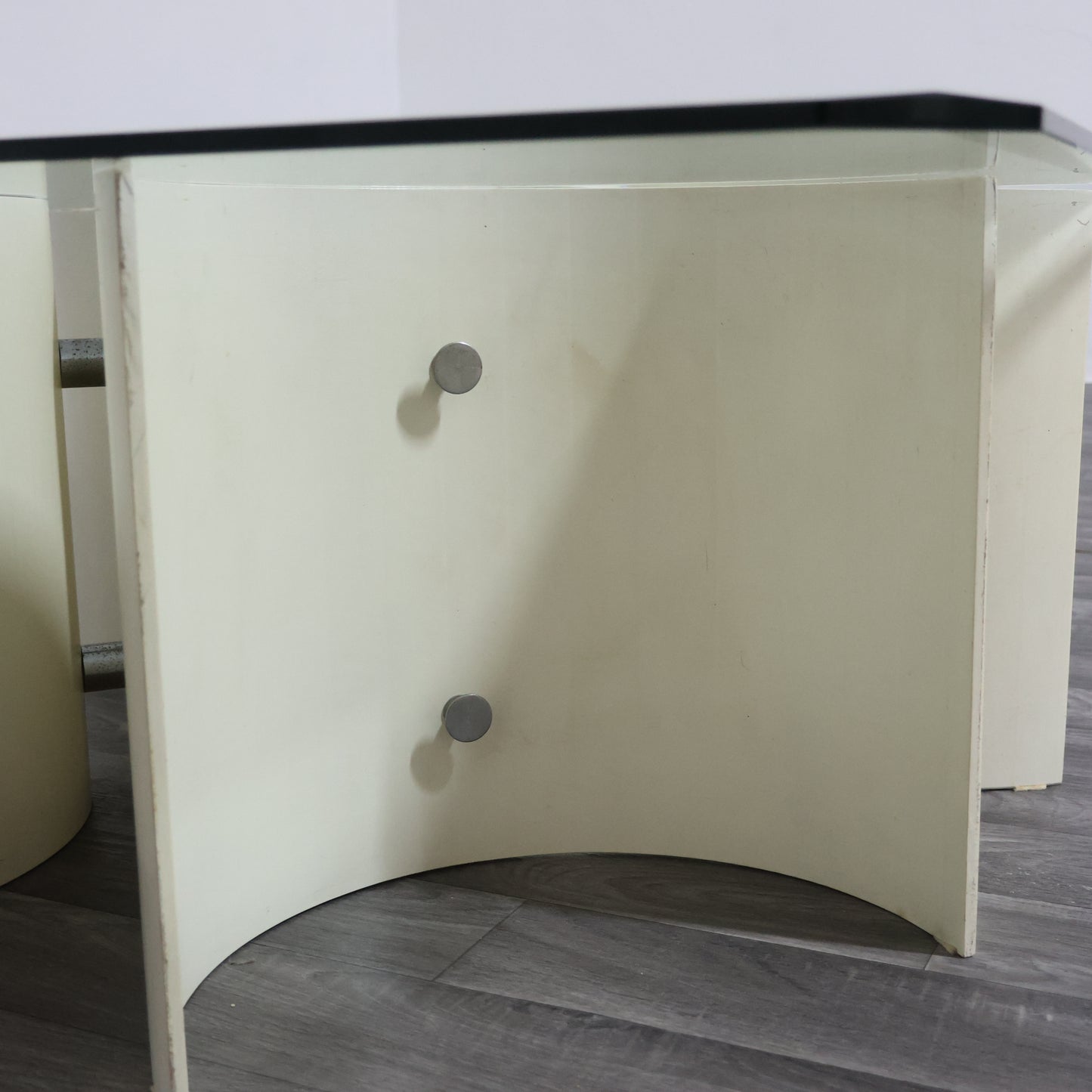 TAVOLO BASSO DA SALOTTO SPACE AGE IN LEGNO CURVO ANNI 70