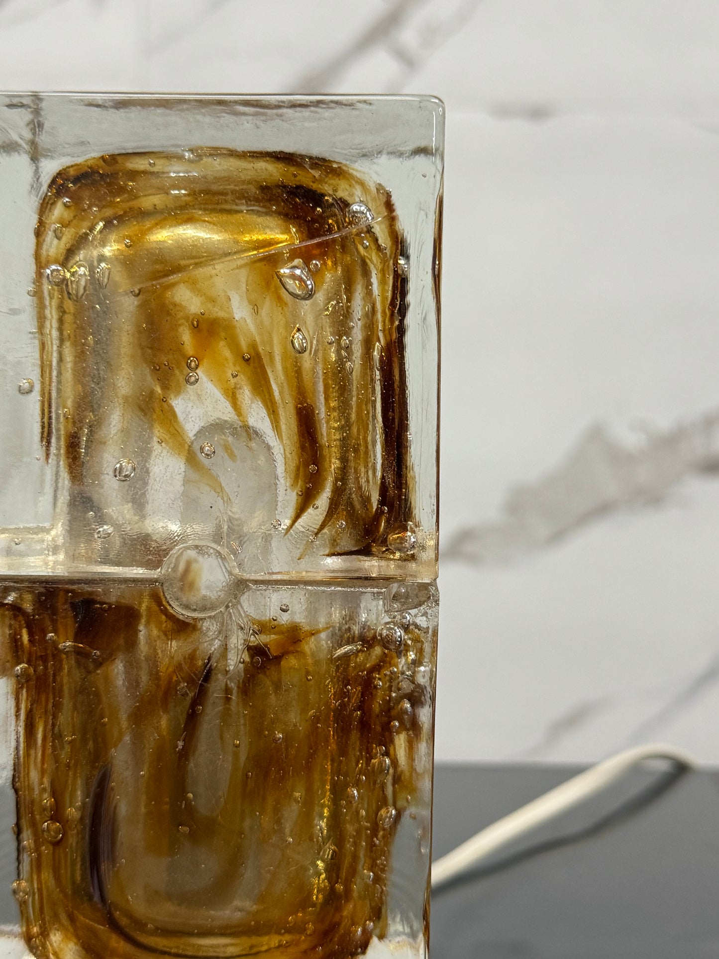 Veart Murano Coppia Di Lampade Da Tavolo Cube Glass Anni ‘70 Design Modernariato