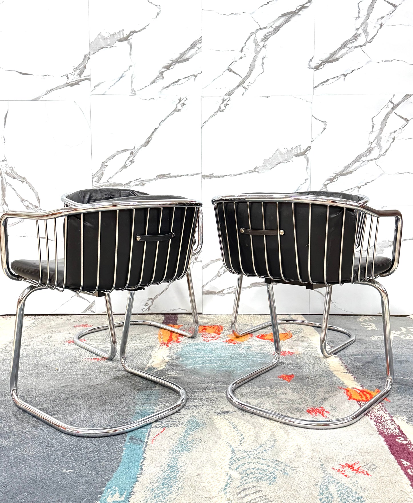 Gastone Rinaldi Set 4 Poltroncine Acciaio Design Anni ‘70 Modernariato