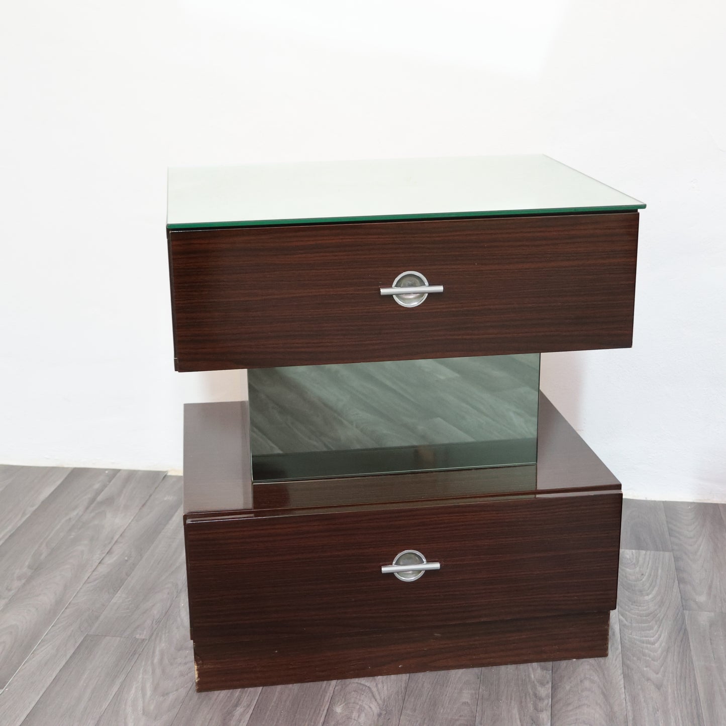 Coppia Di Comodini Ebano Macassar Cubic Design Modernariato Anni ‘80