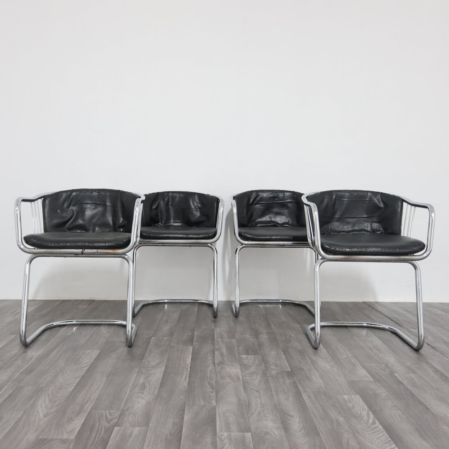 Gastone Rinaldi Set 4 Poltroncine Acciaio Design Anni ‘70 Modernariato