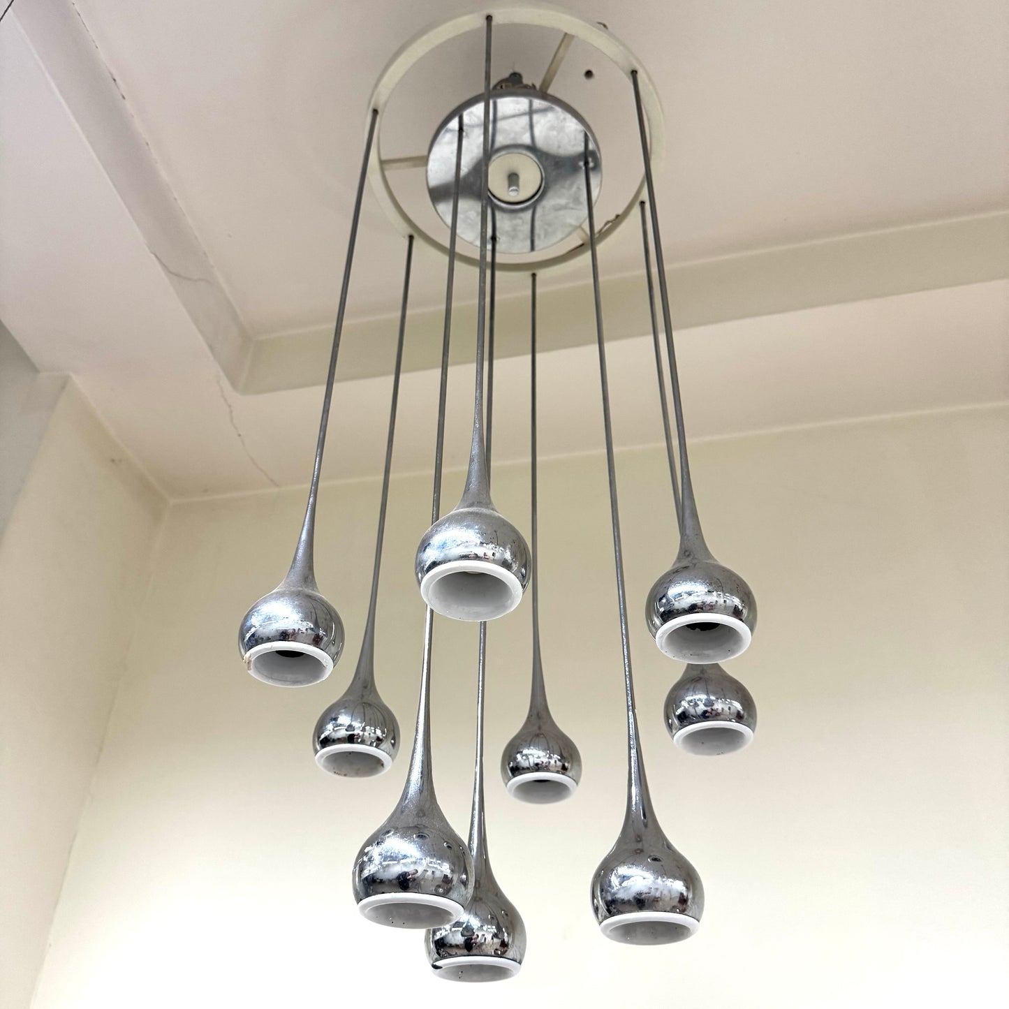 Angelo Brotto Esperia Lampadario 9 Luci Design Modernariato 1970’s