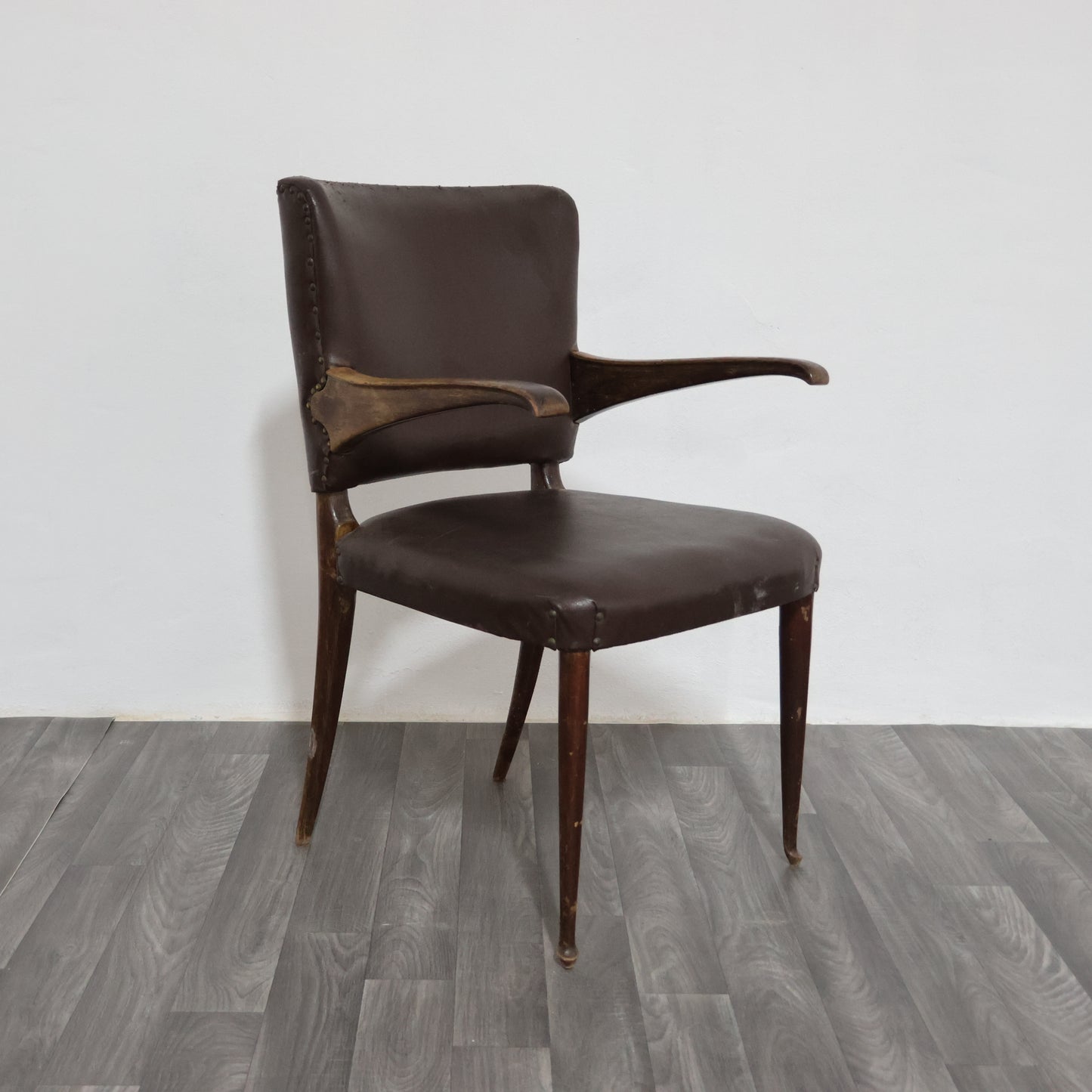 Guglielmo Ulrich Sedia con Braccioli a Sbalzo Anni ‘50 Rare Design Modernariato