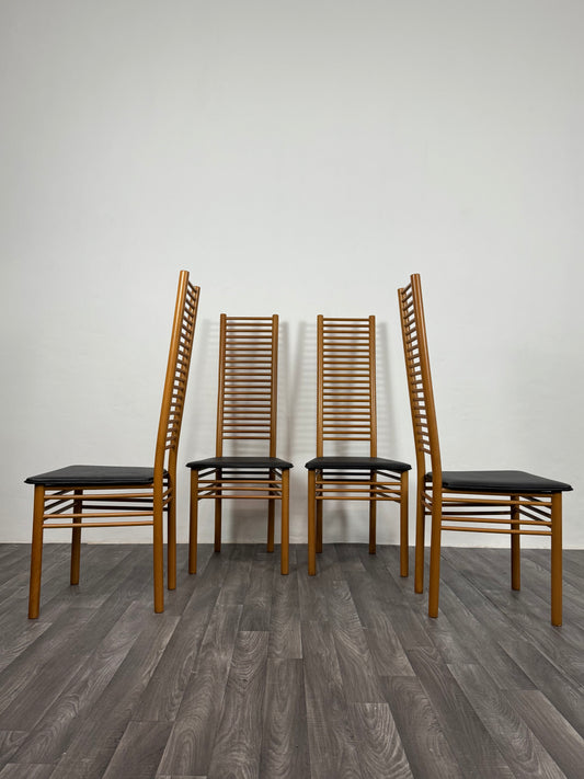 Set Da Pranzo Composto Da 4 Sedie Con Schienale A Scaletta Design Anni 80 Italia