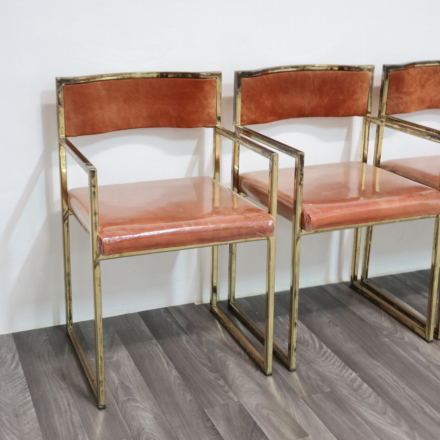 Set Di 4 Poltroncine Da Pranzo Hollywood Regency Anni 70 Modernariato