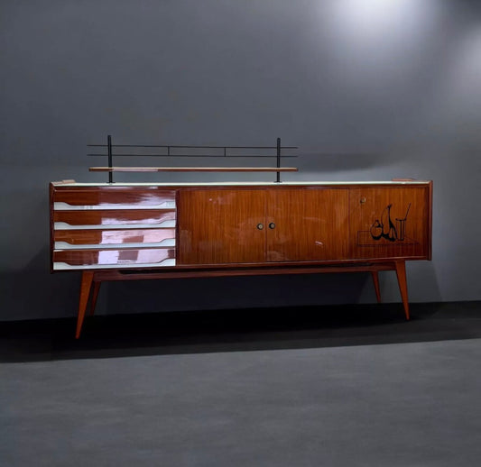 CREDENZA DI MANIFATTURA ITALIANA DESIGN SCANDINAVO IN LEGNO ANNI 60