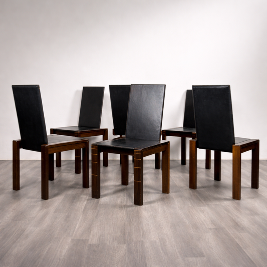 Set 6 Sedie Da Pranzo Palissandro Mid-Century Nello Stile Di Afra & Tobia Scarpa