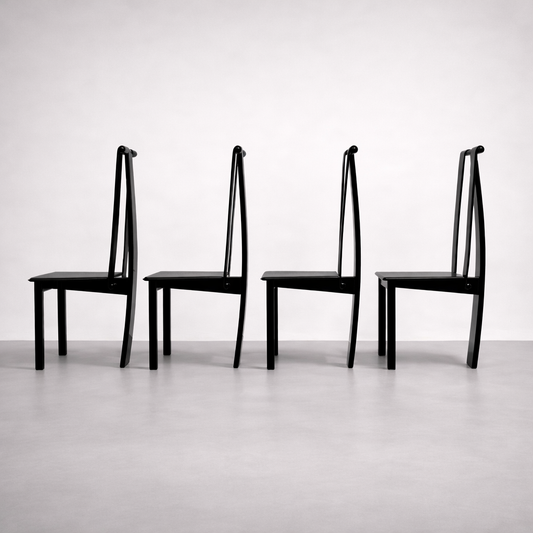 Set 4 Sedie Da Pranzo Postmoderne Design Anni ‘80 Modernariato