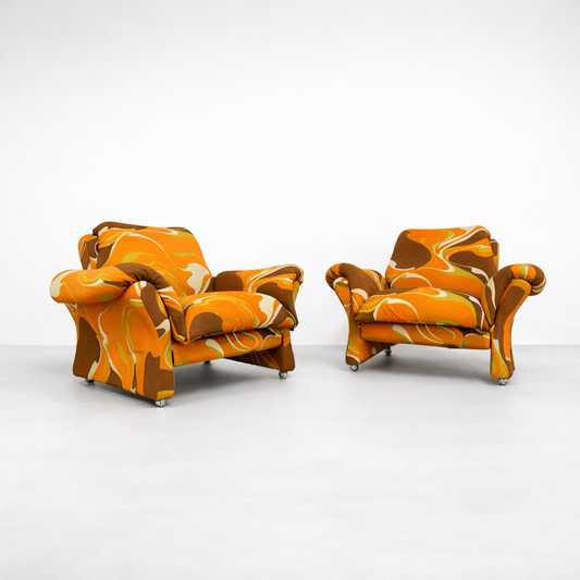 GUARNACCI , PADOVANO E VAGNONI COPPIA DI POLTRONE 1P “IONICA” ANNI 70 DESIGN SPACE AGE