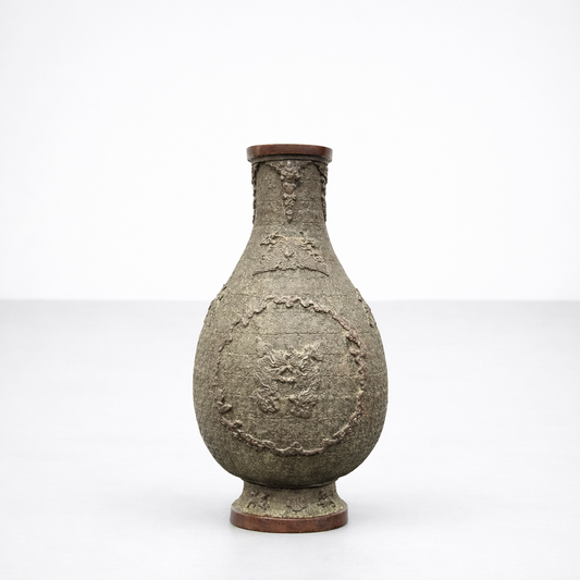 Grande Vaso In Bronzo Stile Dinastia Ming Decoro Geometrico Arcaico XVIII Secolo