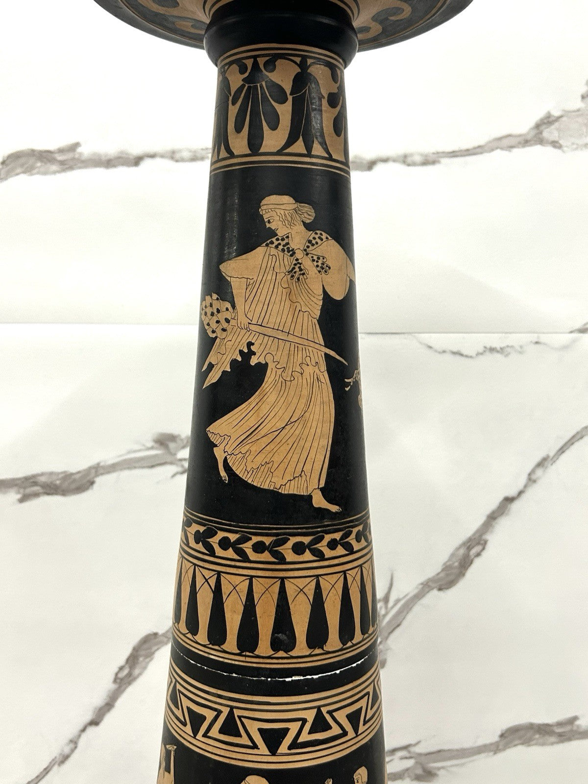 Colonna porta vaso in Terracotta, con pittura vascolare Stile Greco, Anni 70
