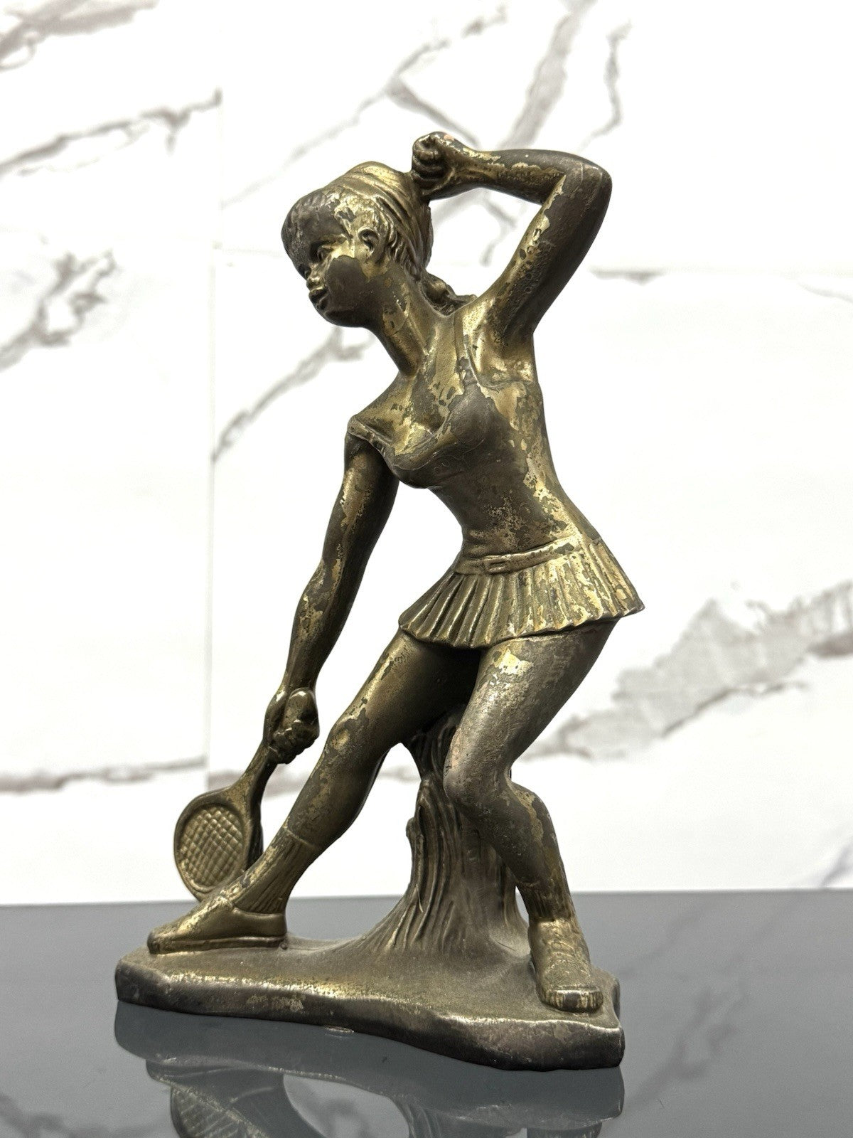Scultura Art Decó Giovane Tennista Anni ‘50 Design Bronze