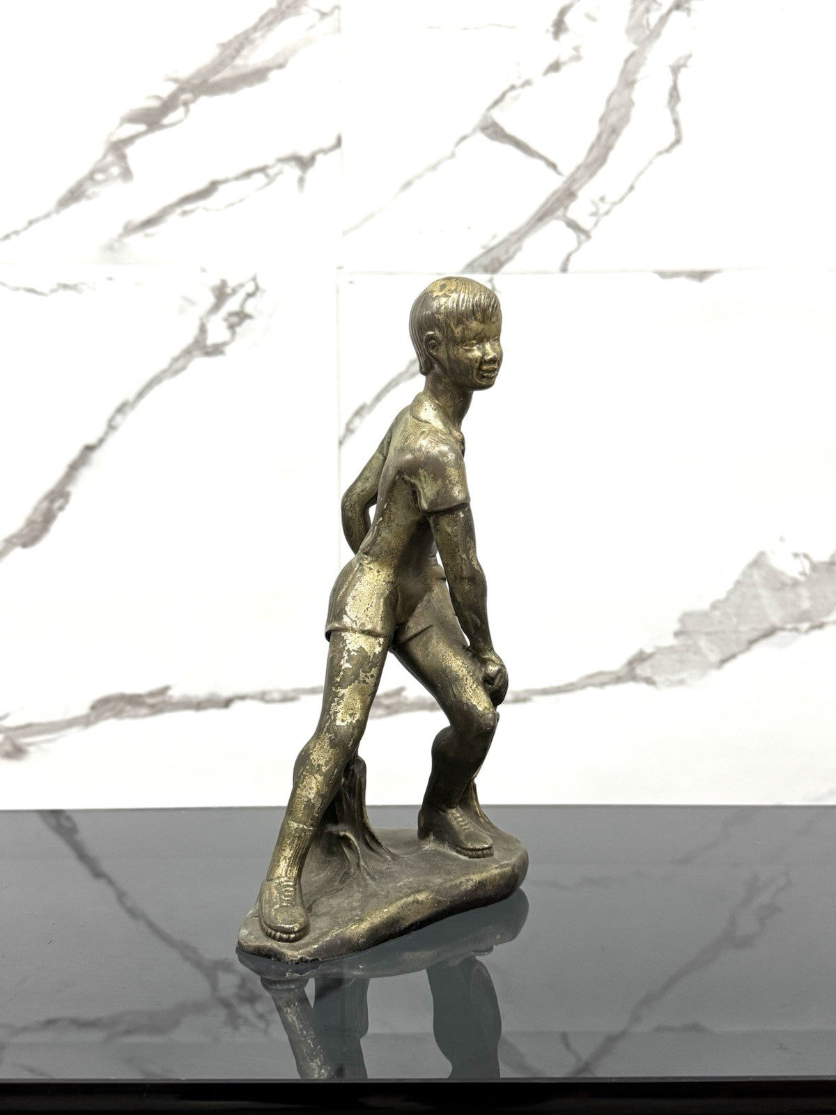 Scultura Art Decó Giovane Tennista Anni ‘50 Design Bronze