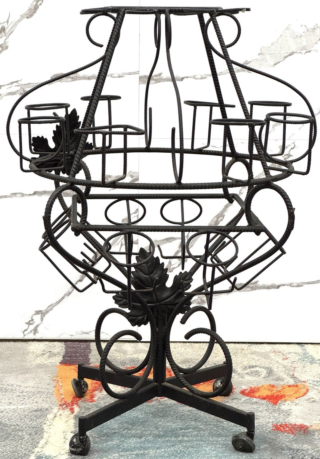 PORTABOTTIGLIE SCULTOREO NELLO STILE DI MARCEL DUCHAMP IN FERRO BATTUTO