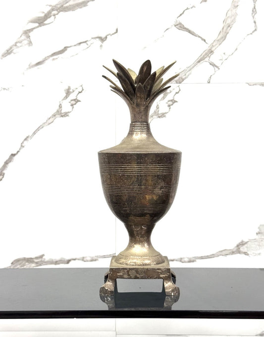 Scultura Regency A Forma Di Ananas Vintage In Metallo Anni 70