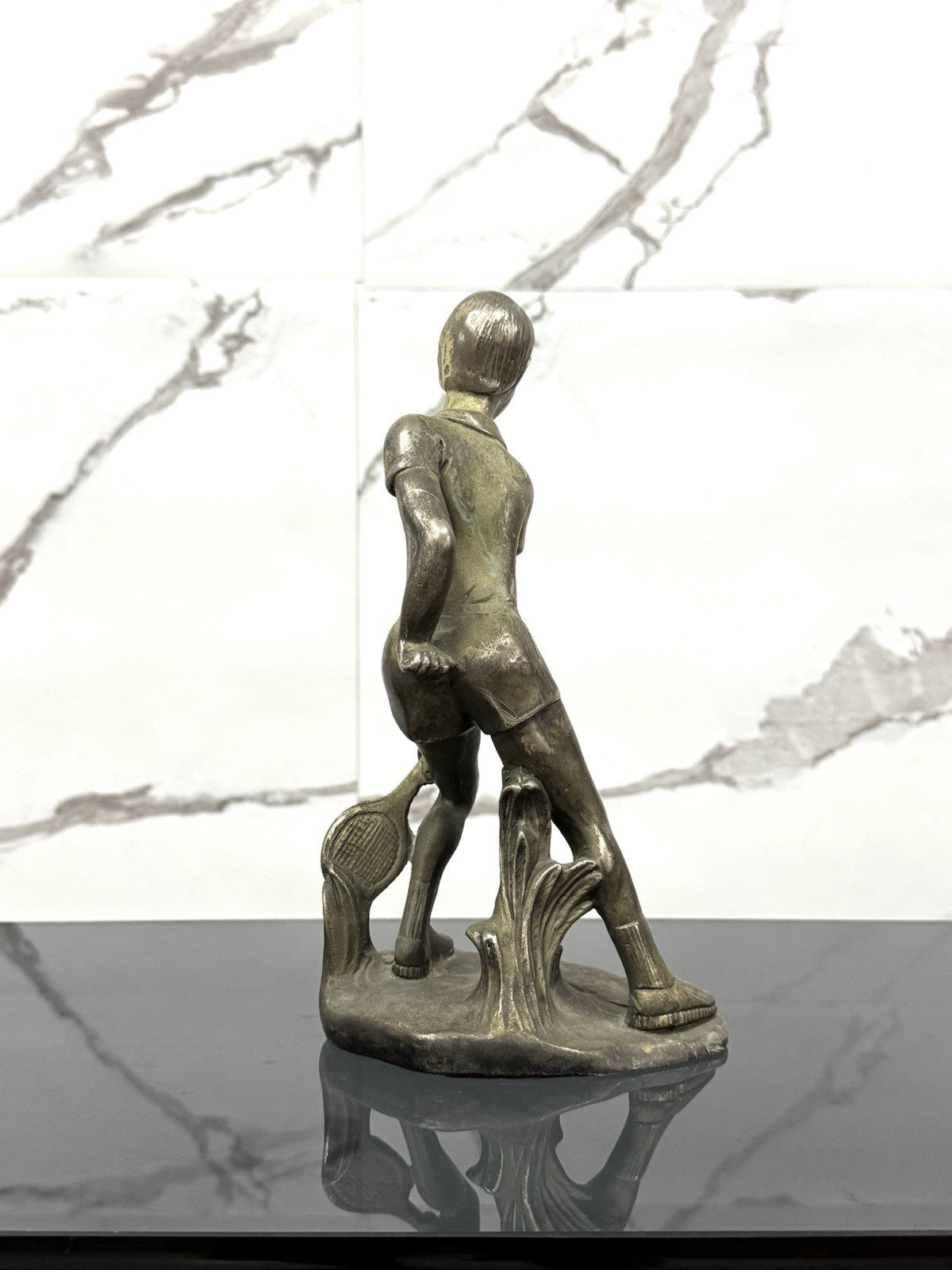 Scultura Art Decó Giovane Tennista Anni ‘50 Design Bronze