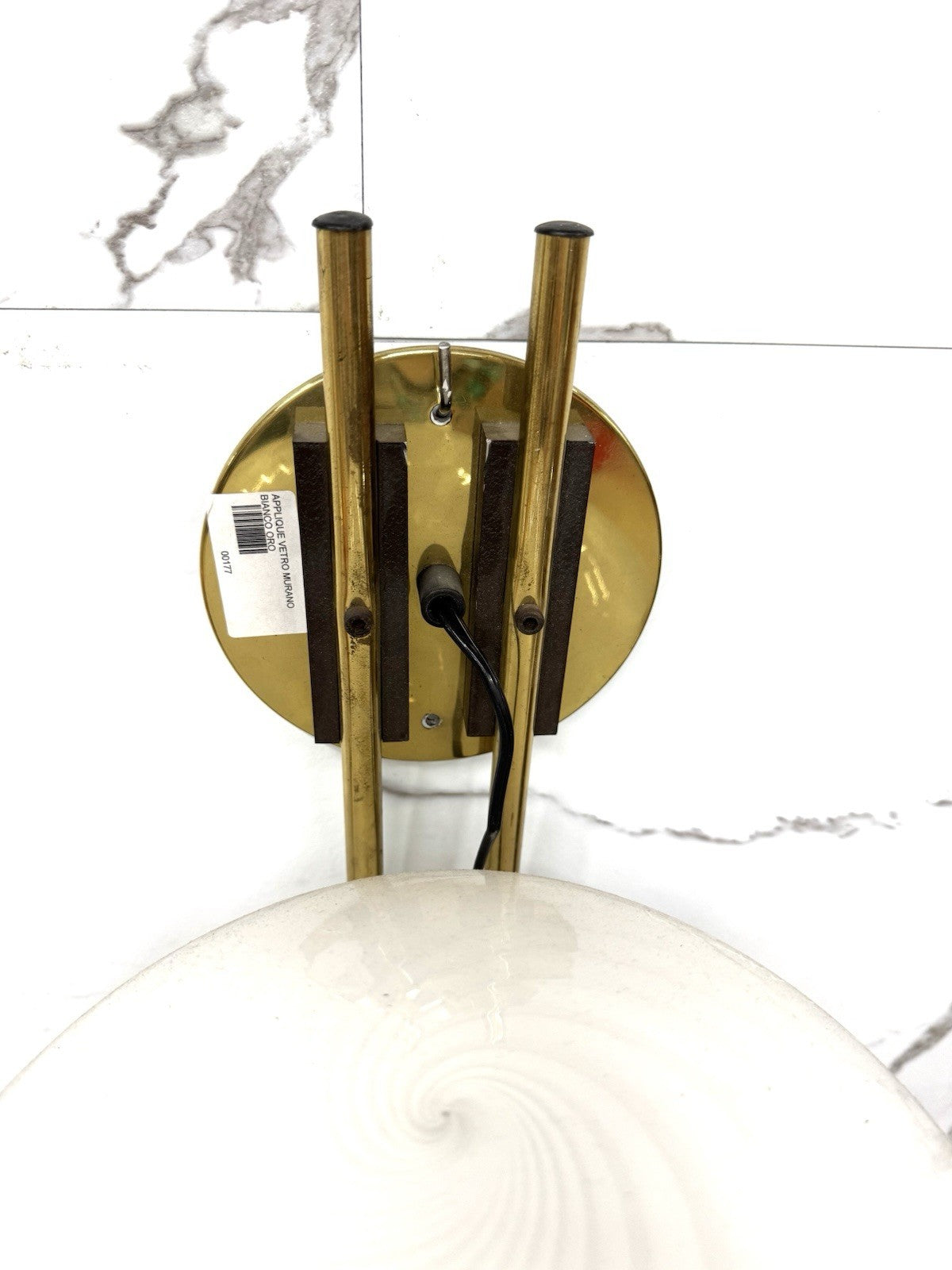 Lampada Da Parete Ottone E Vetro Di Murano Anni ‘70 Design Modernariato