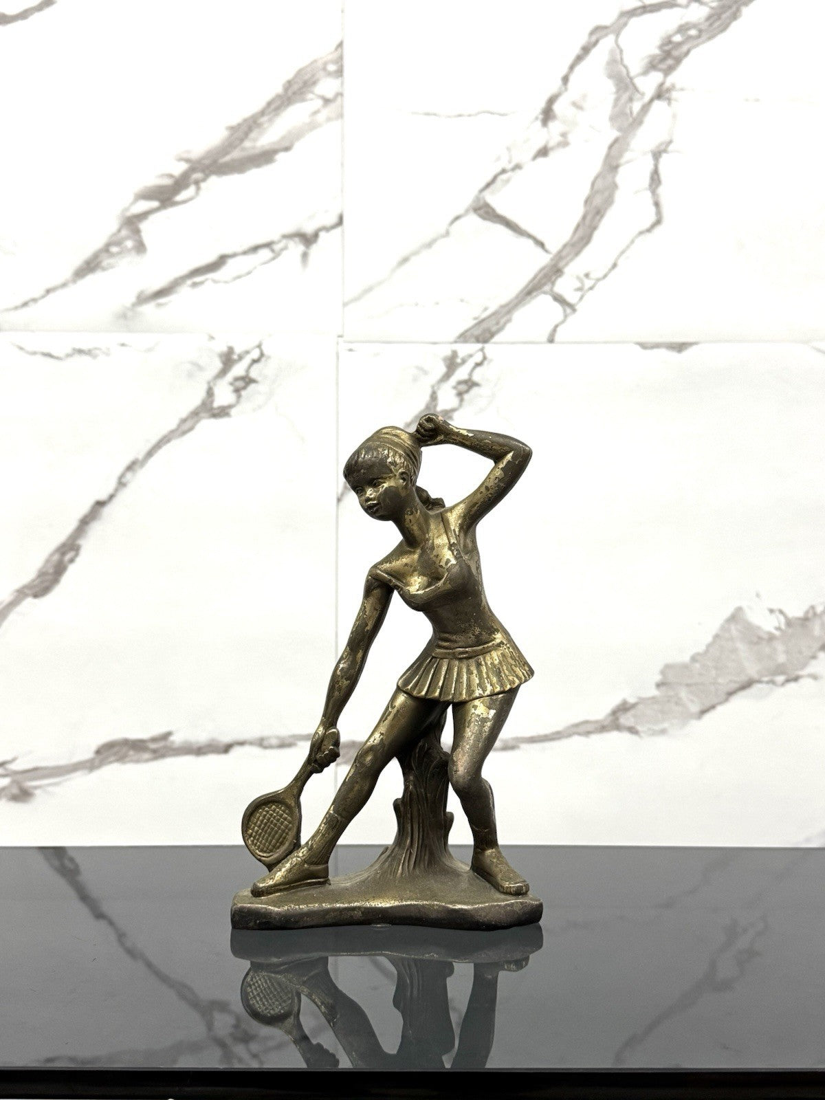 Scultura Art Decó Giovane Tennista Anni ‘50 Design Bronze