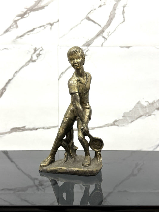 Scultura Art Decó Giovane Tennista Anni ‘50 Design Bronze