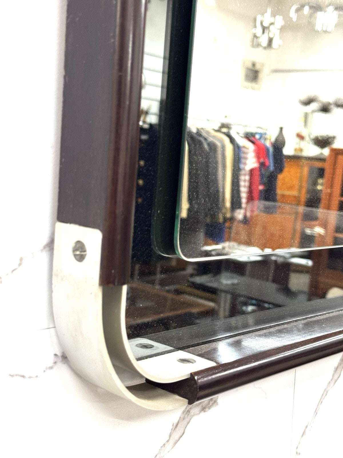 Specchio Vintage Da Parete In Acciaio E Bachelite Design Modernariato Anni 60