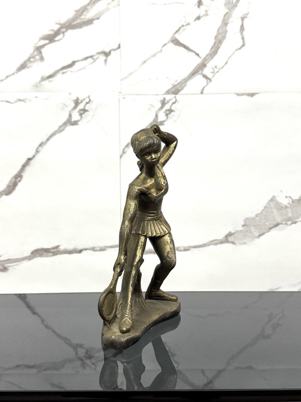 Scultura Art Decó Giovane Tennista Anni ‘50 Design Bronze